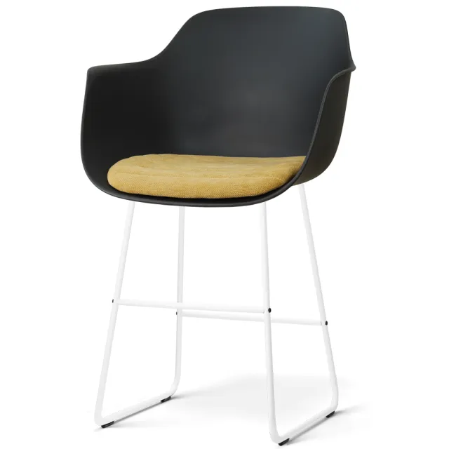 Nolon Nino-Liz barkruk zwart met warm oker zitkussen - wit onderstel - 65 cm