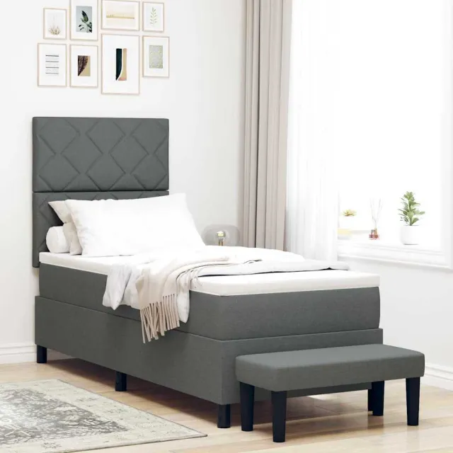 vidaXL Boxspringbed met hoofdeinde Donkergrijs 80 x 200 cm Stof