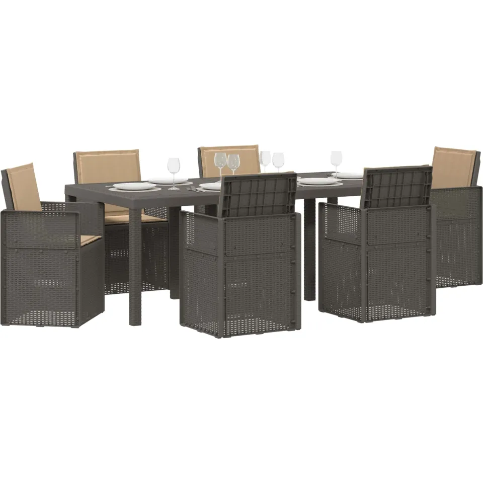 vidaXL Tuin eettafelset 7 st Lichtgrijs en Taupe PP, foto 2