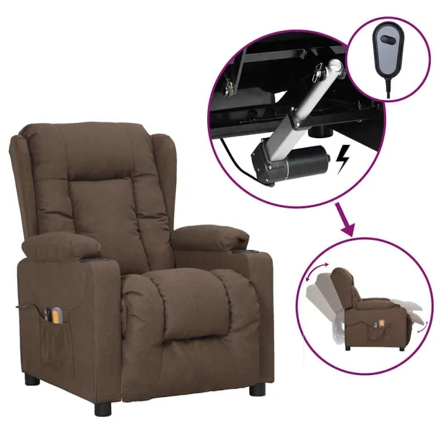 vidaXL Massagestoel elektrisch stof taupe, foto 2