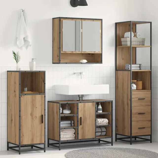 vidaXL Badkamermeubelset Artisan Eiken 35 x 37,5 x 166 cm Bewerkt hout Bruin