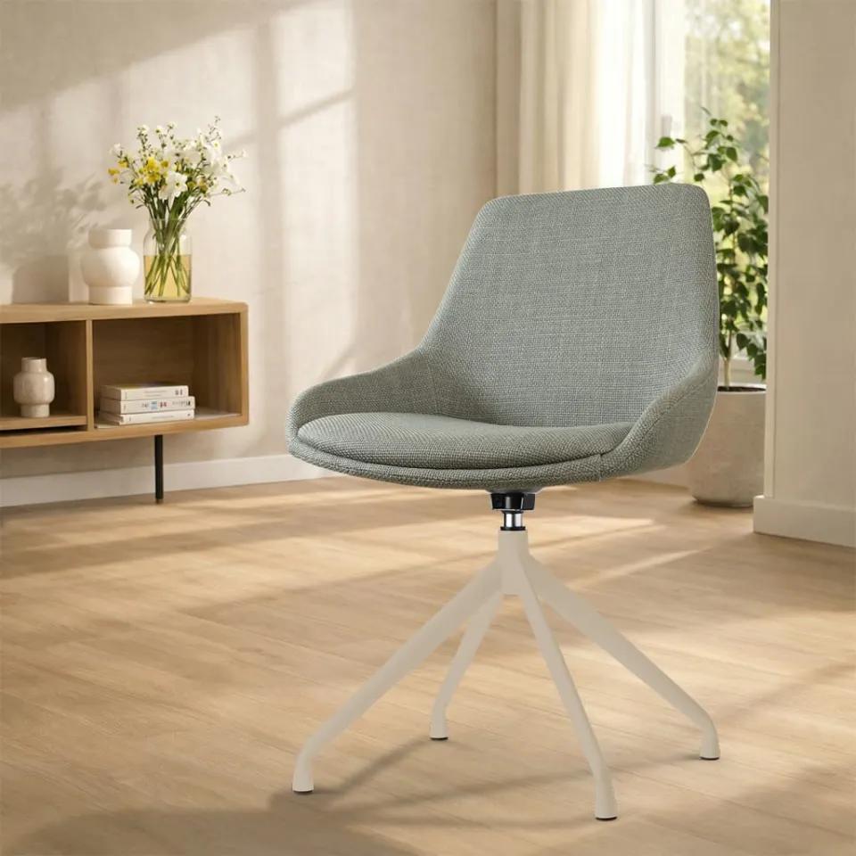 Nolon Nola-Isa draaibare eetkamerstoel saliegroen - beige onderstel, foto 3