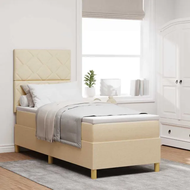 vidaXL LED Box Spring Bed met hoofdeinde Crème 80 x 200 cm Stof