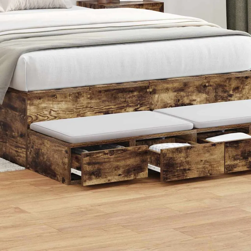 vidaXL Bedlades Gerookt eiken 120 x 36,5 x 16,5 cm Bewerkt hout, foto 3