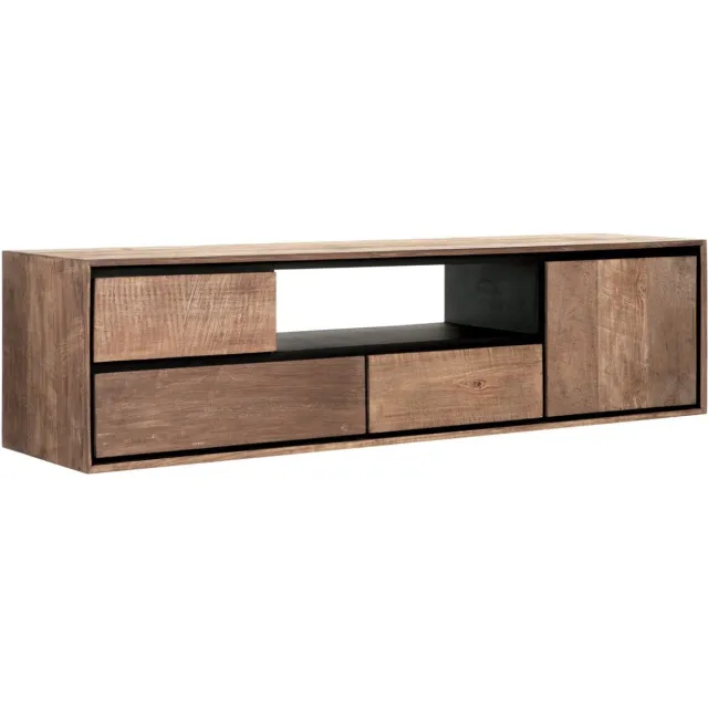 24Designs Metropole Hangend TV-Meubel Medium - B155 X H40 Cm - Teakhout bruin