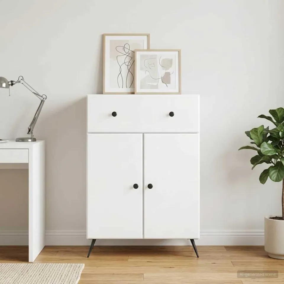 vidaXL Dressoir Hoogglans Wit 66 x 34,5 x 90 cm Bewerkt hout, foto 3