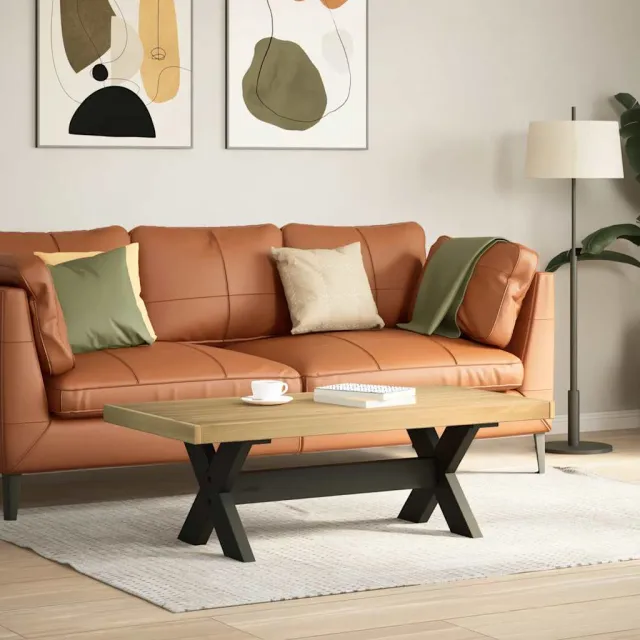 vidaXL Salontafel NOAIN X-vormige poten 120x60x40 cm massief hout bruin, foto 2