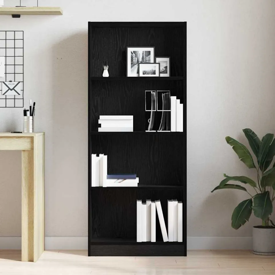 vidaXL Boekenkast 60 x 24 x 143 cm Bewerkt hout Zwart Eiken, foto 4