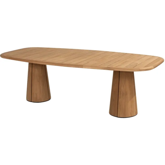 4 Seasons Outdoor Capri barrel dining tuintafel 240x110xH75 cm naturel teak 4 Seasons Outdoor Bruin / Terre