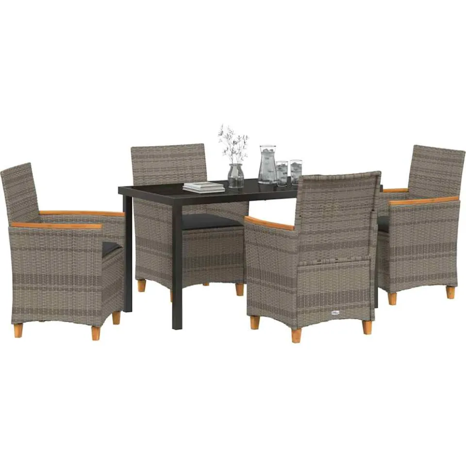 vidaXL Tuin eettafelset 5 st Grijs poly rattan
