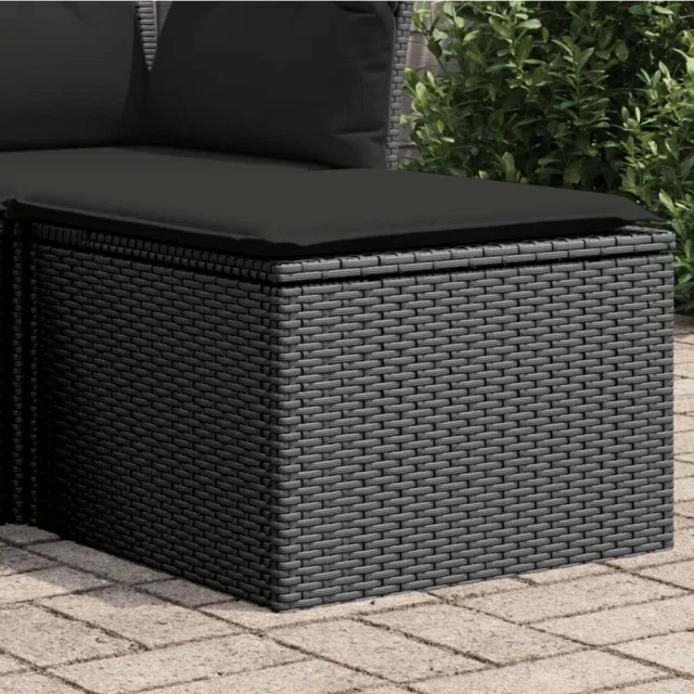 vidaXL Tuinkruk met kussen zwart 55x55x37 cm poly rattan, foto 2