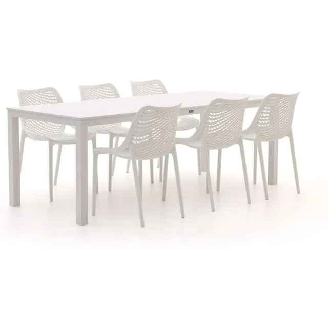 Forza Furniture Forza Ripi/Menzano 220cm dining tuinset 7-delig stapelbaar wit, foto 2