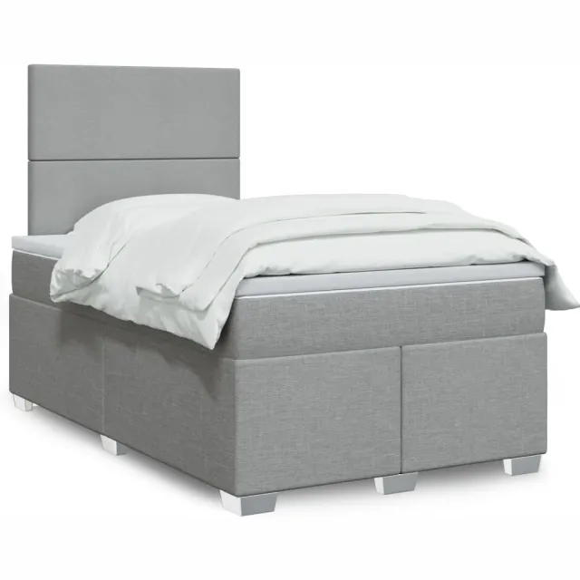 vidaXL Boxspring met matras stof lichtgrijs 120x190 cm grijs