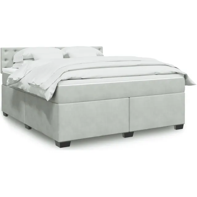 vidaXL Boxspring met matras fluweel lichtgrijs 180x200 cm grijs