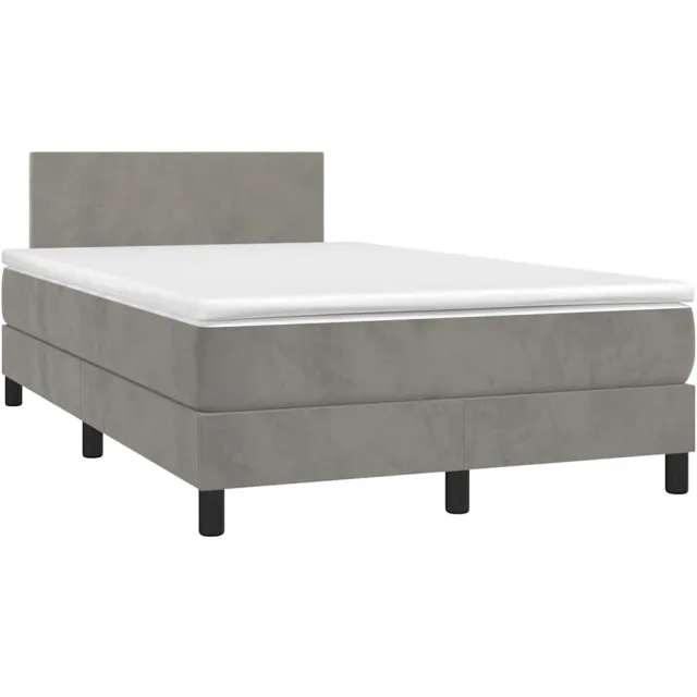 vidaXL Boxspring met matras en LED fluweel lichtgrijs 120x190 cm grijs