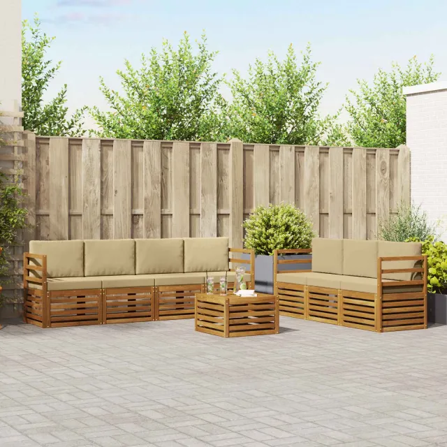 vidaXL Buiten bankenset 8 st 7-zits Natuurlijk en Beige
