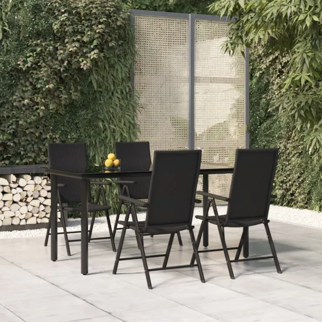 vidaXL 5-delige Tuinset poly rattan zwart, foto 2