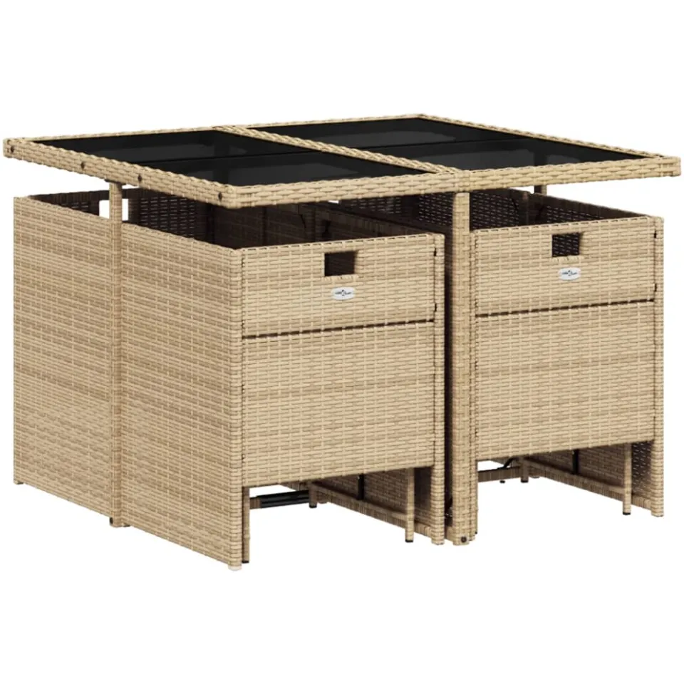 vidaXL 9-delige Tuinset met kussens poly rattan gemengd beige, foto 3