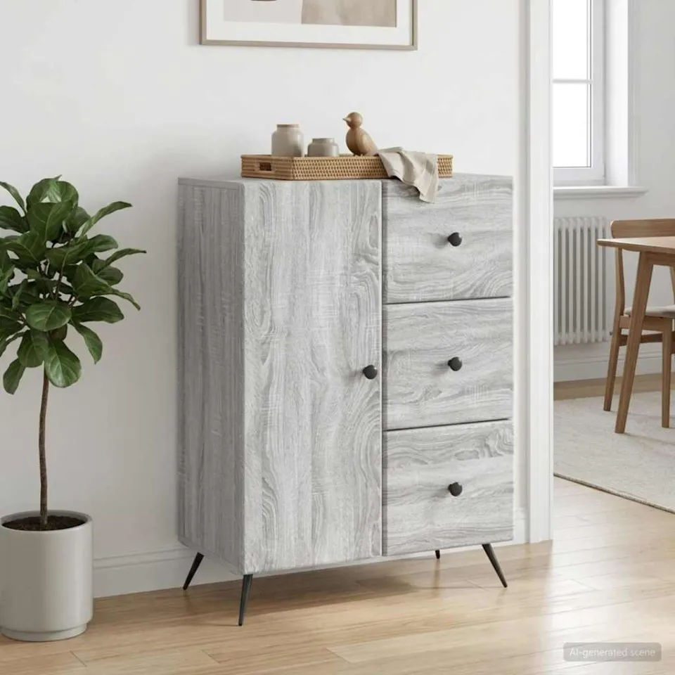 vidaXL Dressoir Grijs sonoma 66 x 34,5 x 90 cm Bewerkt hout, foto 3