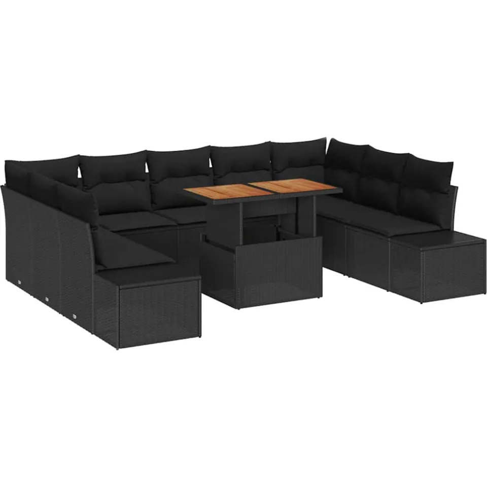 vidaXL Tuin Sofa Set 10 st Zwart Poly riet