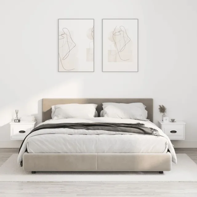 vidaXL Nachtkastjes 2 st wandgemonteerd 41,5x36x28 cm hoogglans wit, foto 2