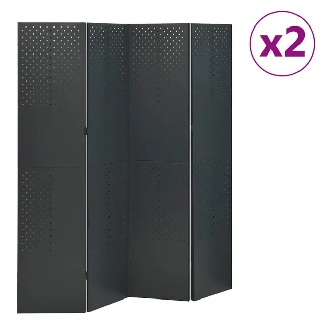 vidaXL Kamerschermen 2 st met 4 panelen 160x180 cm staal antraciet, foto 2