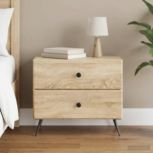 vidaXL Nachtkastje Sonoma Eiken 62 x 34,5 x 47,5 cm Bewerkt hout, foto 2