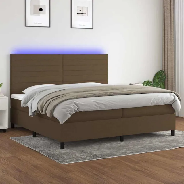 vidaXL Boxspring met matras en LED stof donkerbruin 200x200 cm bruin