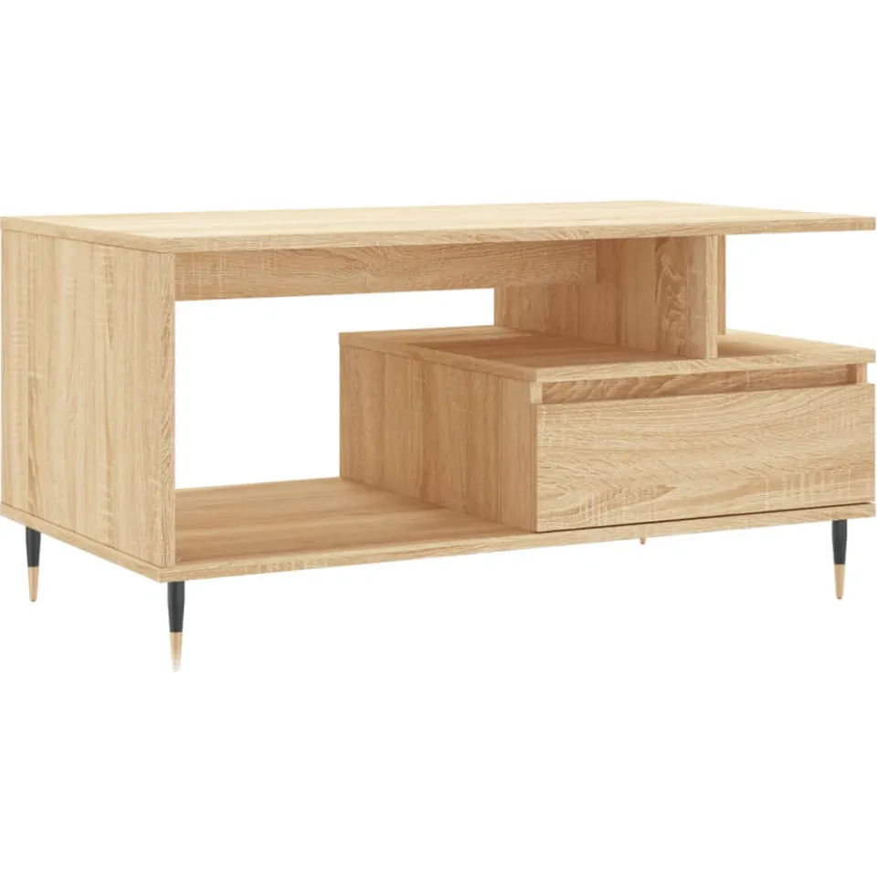 vidaXL Salontafel 90x49x45 cm bewerkt hout sonoma eikenkleurig, foto 3