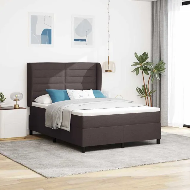 vidaXL Boxspring bed met matras Donkerbruin 140 x 190 cm Stof
