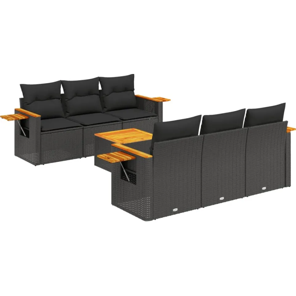 vidaXL Patio Sofa Set 6-zits Black, foto 3