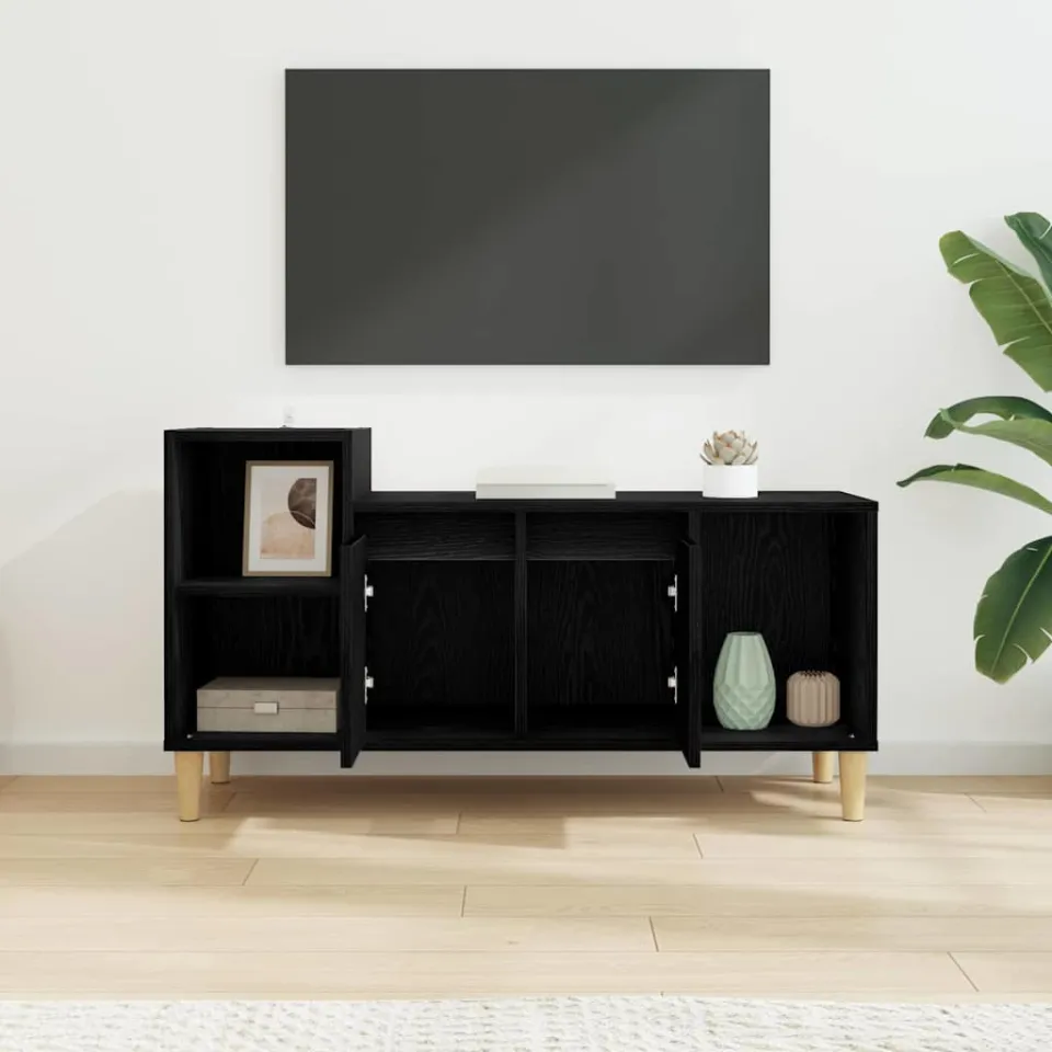 vidaXL TV-kast 100 x 35 x 55 cm Zwart Eiken Bewerkt hout, foto 4
