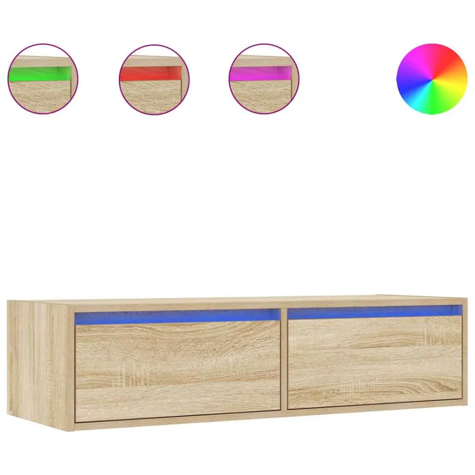 vidaXL Tv-meubel LED-verlichting 100X35,5x25 cm sonoma eikenkleurig, foto 3