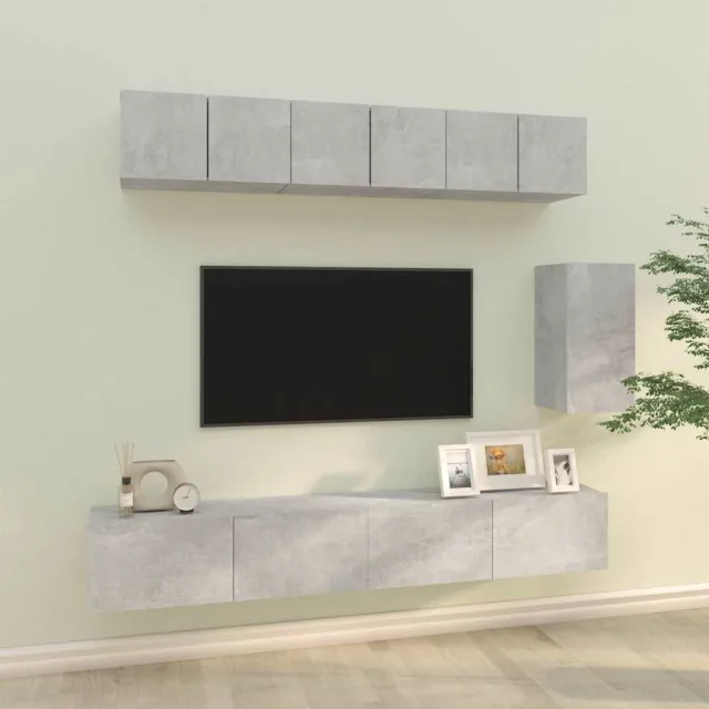 vidaXL 6-delige Tv-meubelset bewerkt hout betongrijs grijs, foto 2