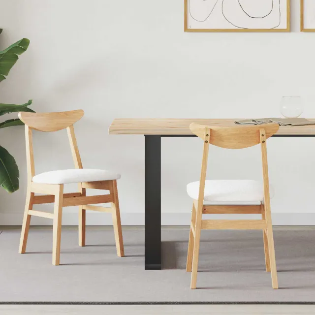 vidaXL Eettafelstoelen 2 st Massief Rubberhout Naturel Bruin