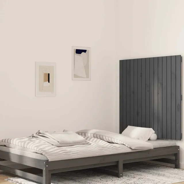 vidaXL Wandhoofdbord 95,5x3x90 cm massief grenenhout grijs
