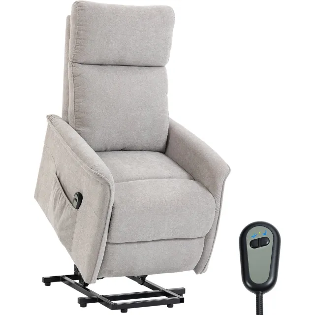 Hoohohoo Elektrische Sta-op Stoel,Elektrische relaxfauteuil van chenillestof met geveerde zitting,verstelbare rugleuning,Verstelbare Bank voor Woonkamer en Slaapkamer,grijs