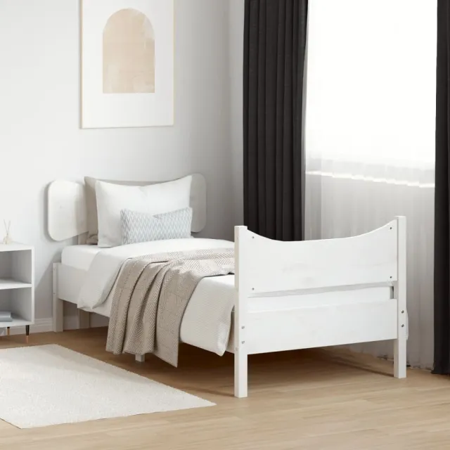 vidaXL Bedframe zonder matras massief grenenhout wit 75x190 cm