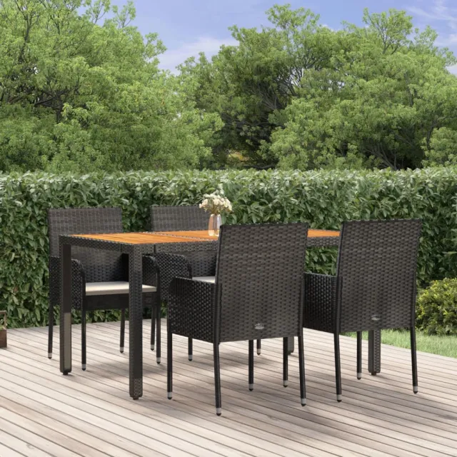 vidaXL 5-delige Tuinset met kussens poly rattan zwart, foto 2