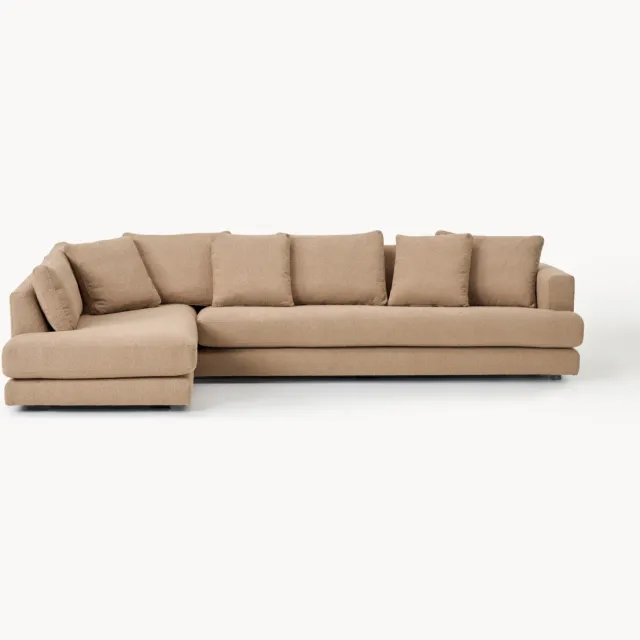 Westwing Collection Bouclé hoekbank Tribeca (4-zits) Beige