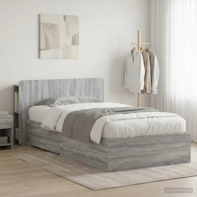 vidaXL Bedframe met opslag Grijs Sonoma 80 x 200 cm Bewerkt hout