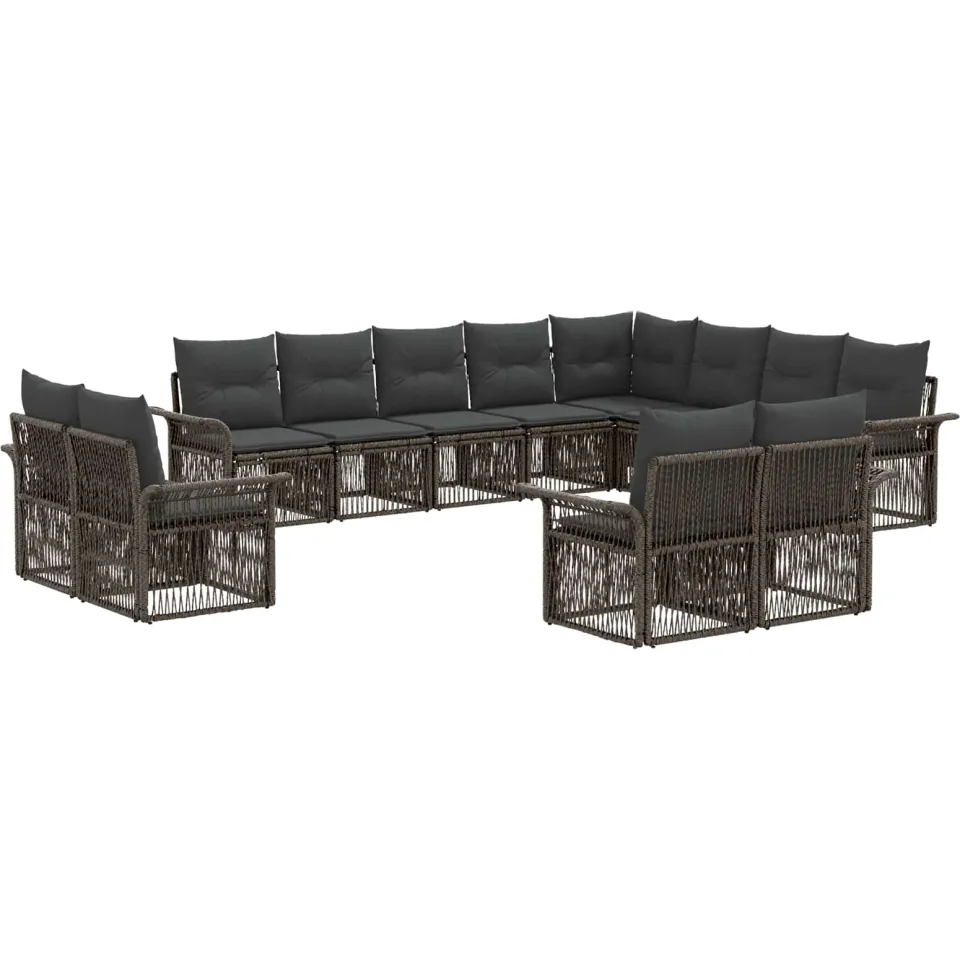 vidaXL Tuinbankenset 12 st 12-zits Grijs en Donkergrijs poly rattan, foto 3