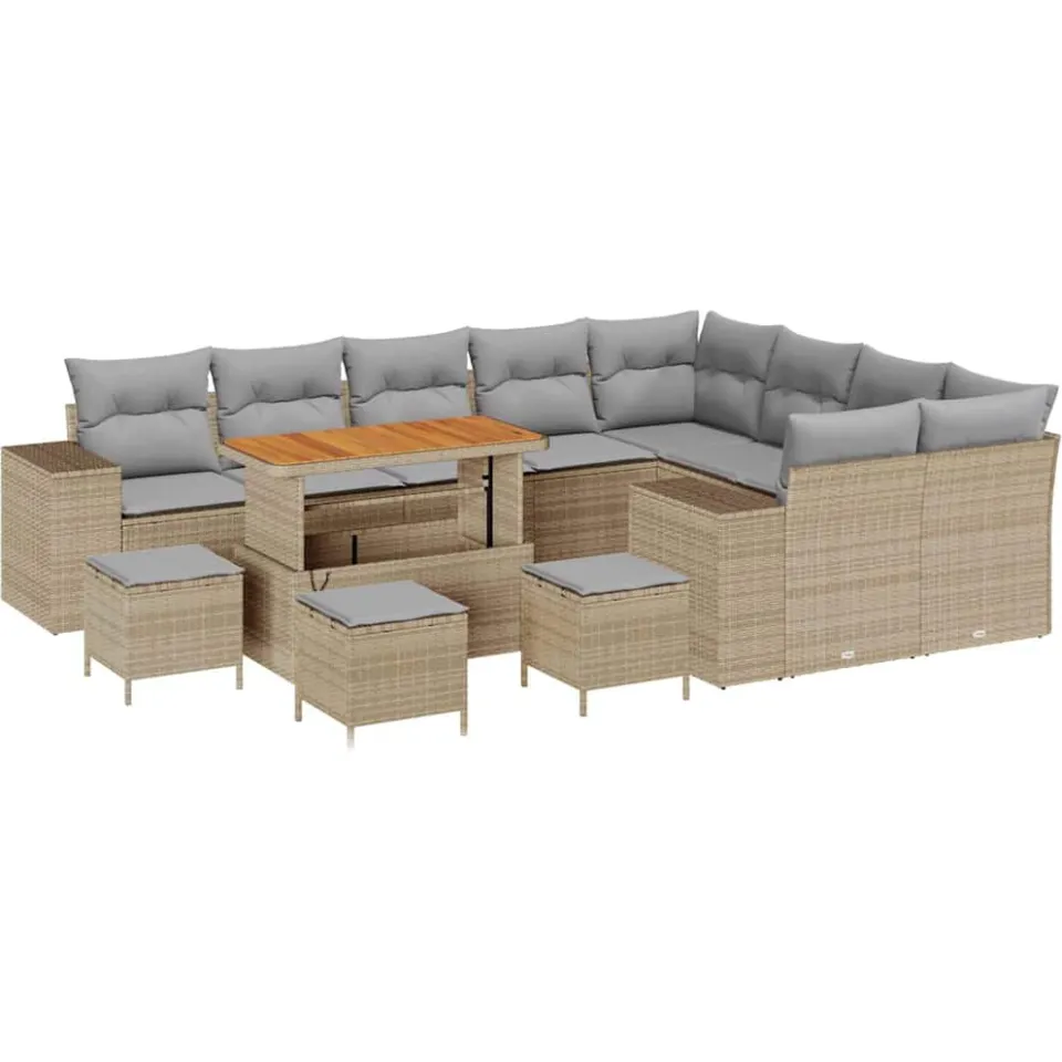 vidaXL Tuin Sofa Set 13 st Beige poly rattan, foto 4