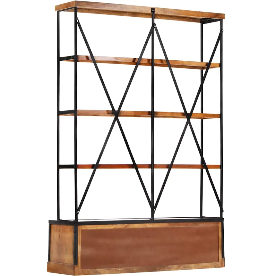 vidaXL Boekenkast 4-laags met 6 lades 122x36x181 cm massief mangohout bruin, foto 2