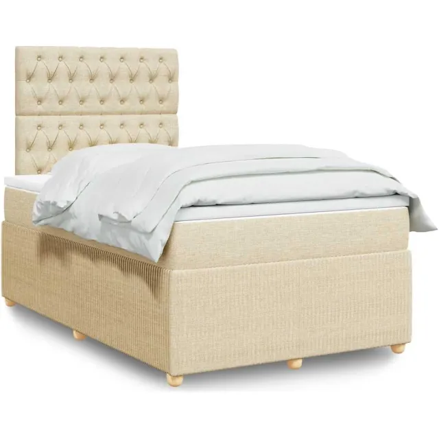 vidaXL Boxspring met matras stof crèmekleurig 120x200 cm