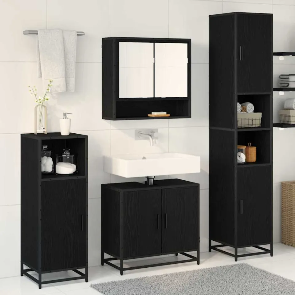 vidaXL Badkamermeubelset 4 st Zwart Eiken 35 x 37,5 x 188,5 cm, foto 3