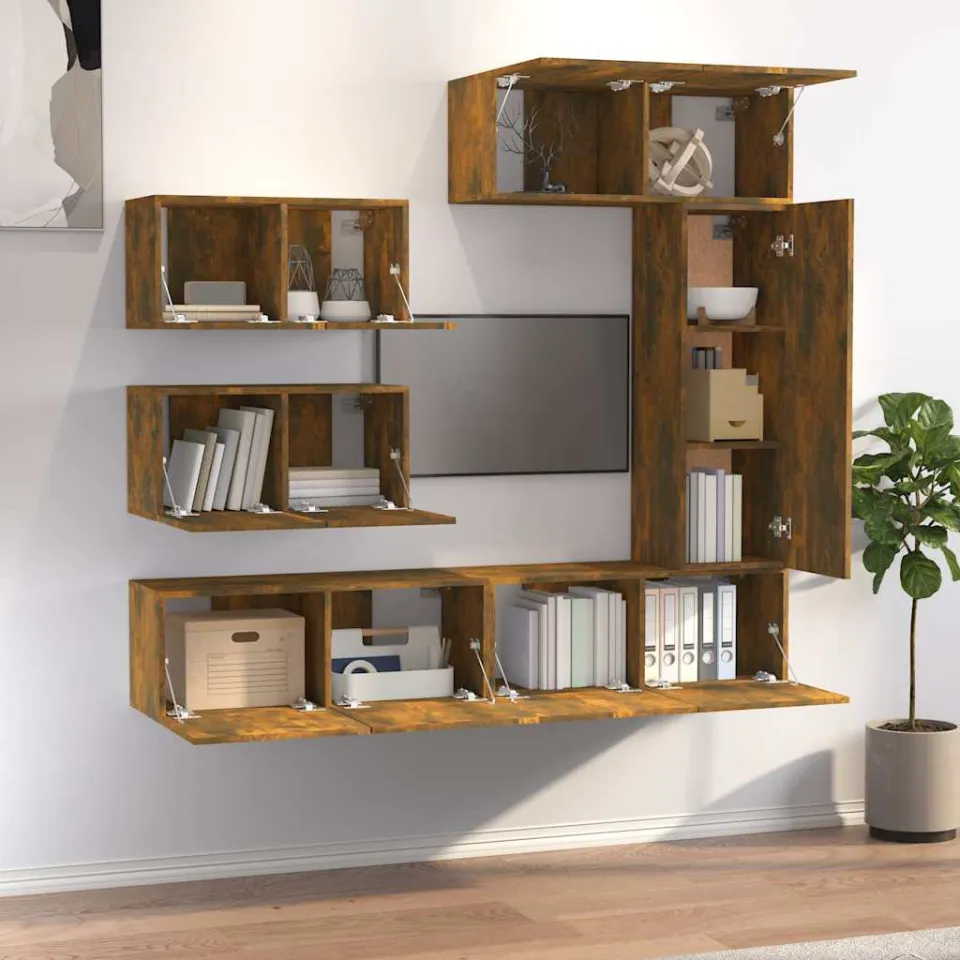 vidaXL 6-delige Tv-meubelset bewerkt hout gerookt eikenkleurig, foto 3