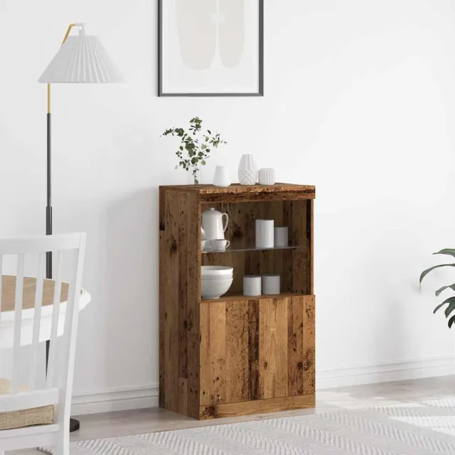 vidaXL LED Sideboard Bruin 60 x 37 x 100 cm Bewerkt hout