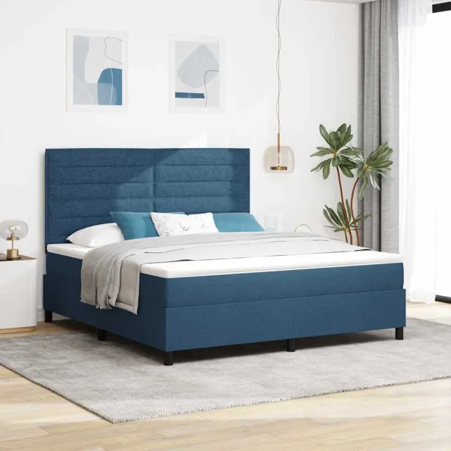 vidaXL Boxspringbed met matras met hoofdeinde Blauw 180 x 200 cm Stof Marineblauw