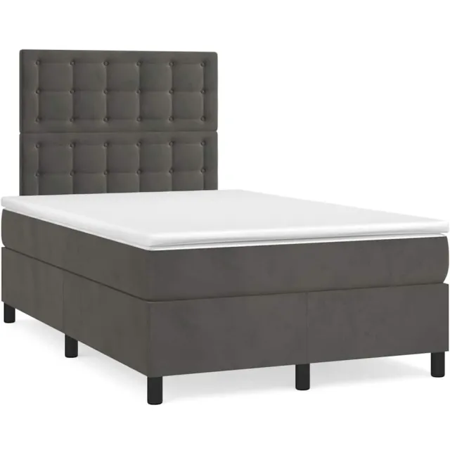 vidaXL Boxspring met matras fluweel donkergrijs 120x190 cm grijs